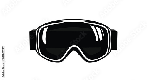 Black ski goggles isolated on white a striking graphic silhouette
