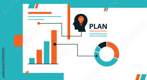 Business planning concept with a head silhouette