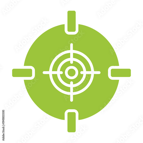 Green target symbol with crosshairs and aiming marks on white background precise graphic design element