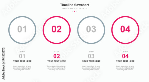 A modern infographic template for a timeline flowchart with four steps