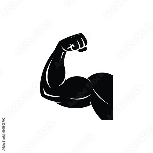 A strong flexed bicep muscle illustration in a monochrome style