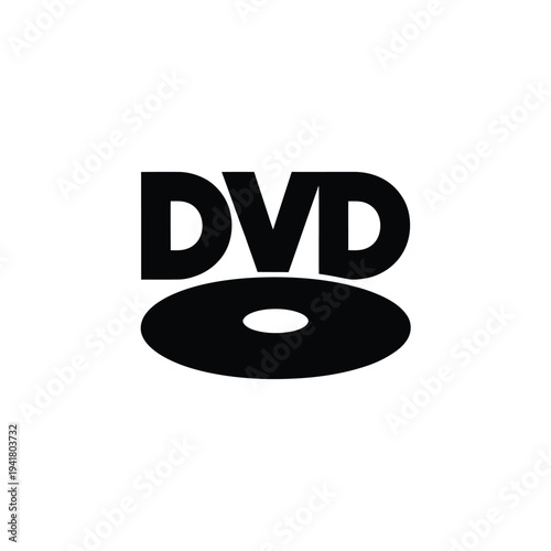 A simple black and white illustration of a standard dvd disc with lettering