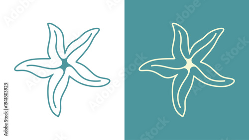 Minimalist Starfish Vector Icon in Line Art Style for Summer Design and Marine Decor