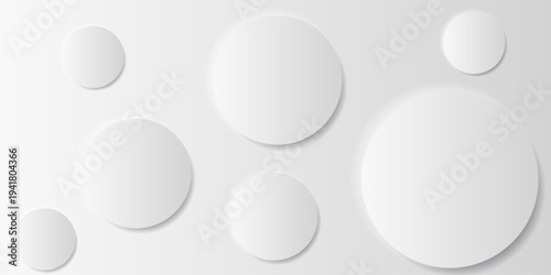 A clean, modern background showcases an arrangement of white circles with soft