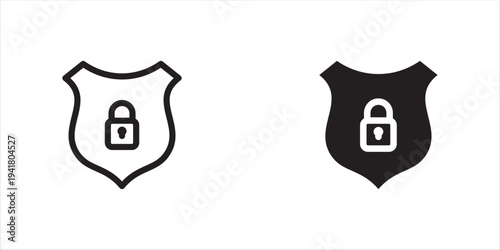 Shield lock icon set line and black design. thin line vector icon set.Vector illustration, eps10.