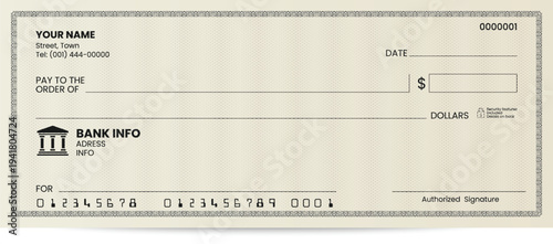 Minimalist bank check template.
