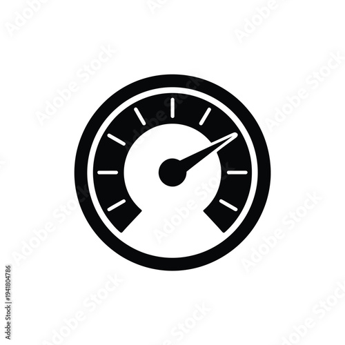 Simple black and white illustration of a circular gauge or speedometer