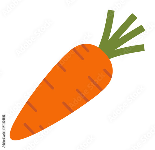 Simple Orange Carrot with Green Stems