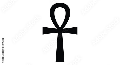 Egyptian ankh symbol in black color on ancient egyptian symbol of life, Generative AI.