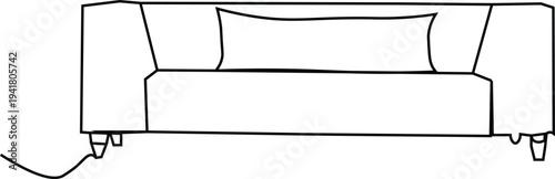 Minimalist continuous line drawing of a modern sofa for interior design and home decor concepts