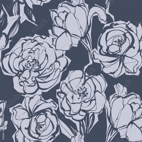 abstract multicolor a solid hibiscus blooming flowers motif arrangement with medium tone, all over vector design with cream background