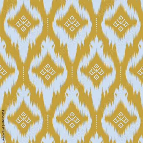 Ikat floral paisley embroidery seamless pattern on background. Ikat ethnic flower oriental pattern traditional. style abstract vector illustration. design for camo ikat floral fashion fabric,clothing