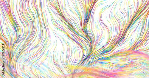 Canvas Print Artistic abstract illustration featuring colorful wavy lines on a white backdrop