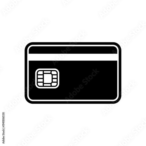 Black and White Credit Card Icon Illustration.