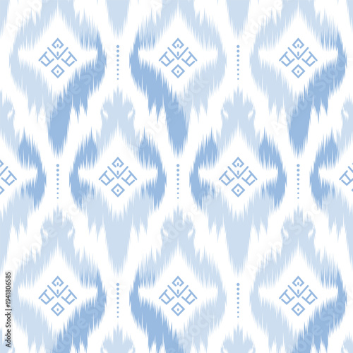 Ikat floral paisley embroidery seamless pattern on background. Ikat ethnic flower oriental pattern traditional. style abstract vector illustration. design for camo ikat floral fashion fabric,clothing