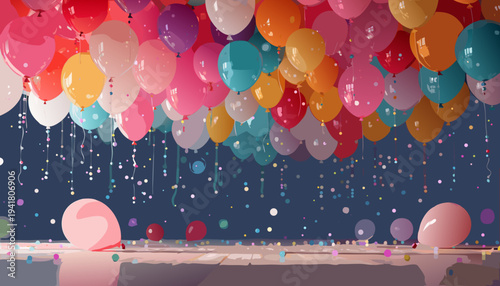Gemini said

Colorful abstract celebration background featuring pink balloons and festive confetti with stars, ribbons, and gift boxes in a happy birthday party illustration