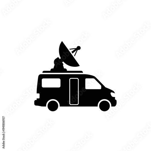 News Van with Satellite Dish for Broadcasting.