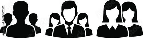 Silhouette of business people standing together in a group