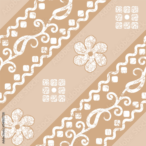 Ikat floral paisley embroidery seamless pattern on background. Ikat ethnic flower oriental pattern traditional. style abstract vector illustration. design for camo ikat floral fashion fabric,clothing