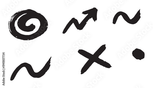 Hand Drawn Grunge Doodle Symbols Set