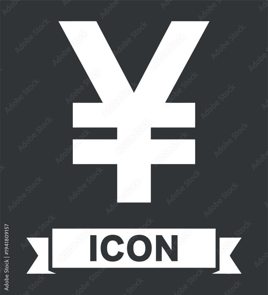 Obraz premium White Yen Currency Symbol Vector Icon on Dark Gray Background for Finance, Business, and Global Economy Concepts