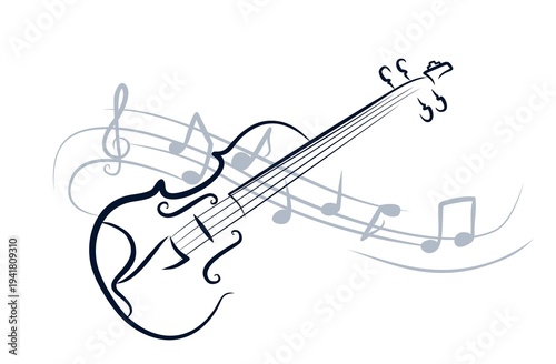 A violin symbol with music notes.