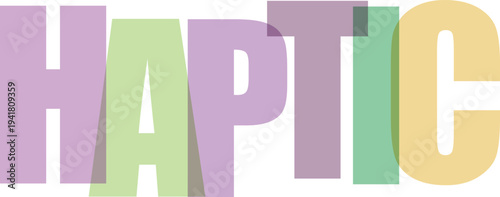 Multicolored Haptic Text Logo white background