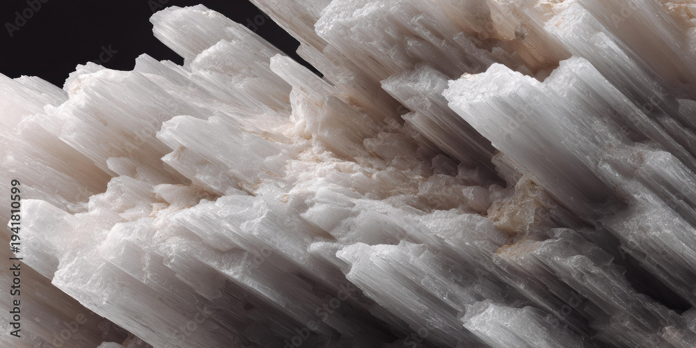 Fototapeta premium Natural gypsum crystal with pure translucent white mineral blades. beautiful layered formation shows delicate structure