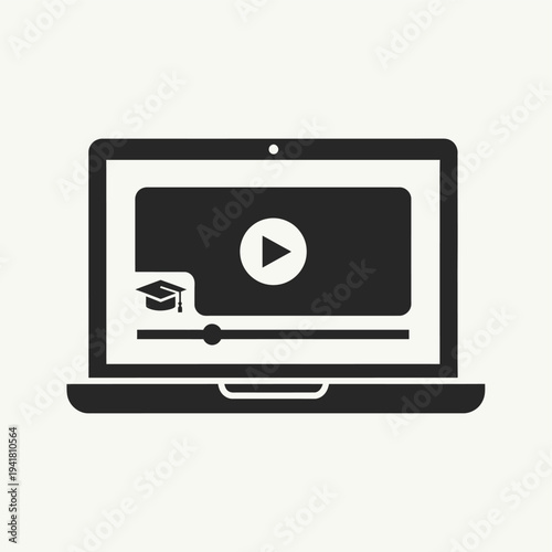 Online Education Video Tutorial on Laptop Screen.