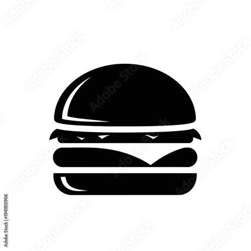 Burger Icon - Classic Fast Food Silhouette.