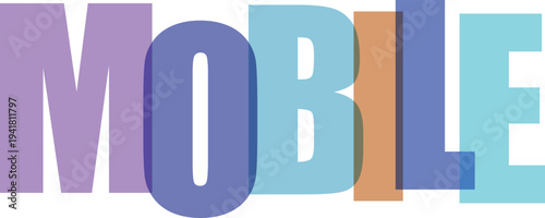 Multicolored Mobile Word Text white background
