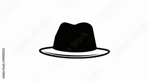 Simple black fedora hat silhouette with a clean white background