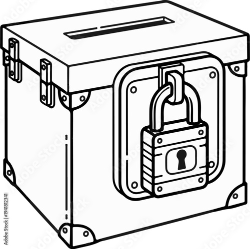 Secured voting box with a padlock, ready for ballots
