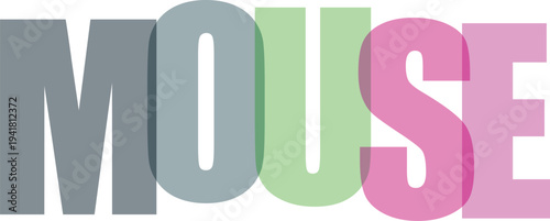 Multicolored Mouse Text Logo white background