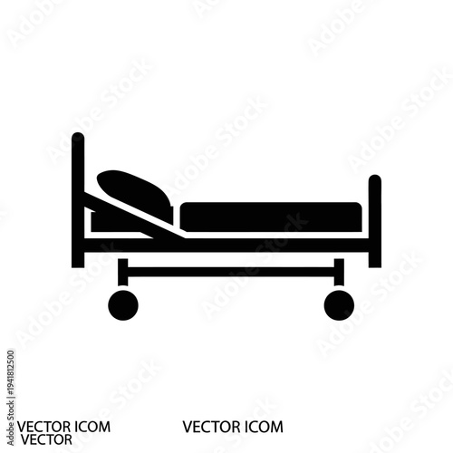 Hospital Bed Icon - Medical Care and Recovery.
