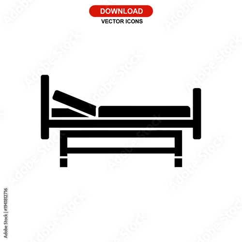 Hospital bed illustration for medical care concept.