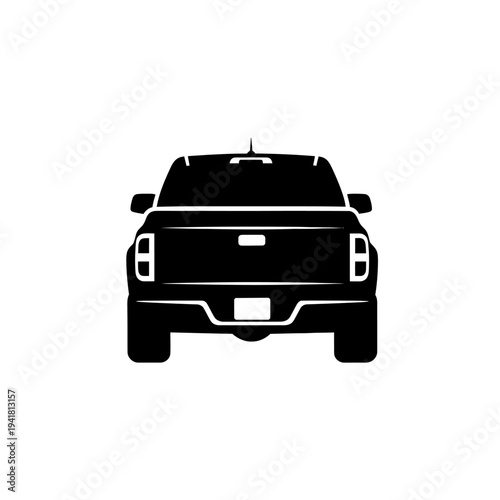 Rear View of a Pickup Truck Silhouette.