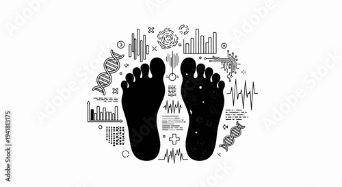 Scientific analysis of human footprints with DNA, data, and circuit imagery
