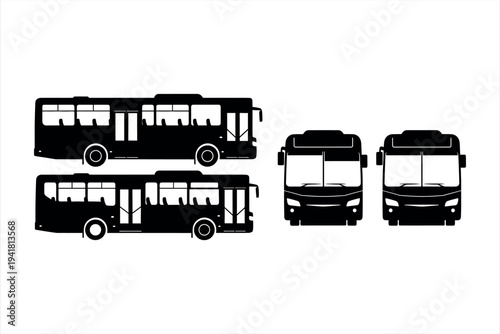 Public Transport Bus Silhouettes Vector Set