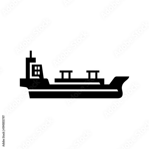 Oil tanker ship glyph icon. tanker ship solid illustration.