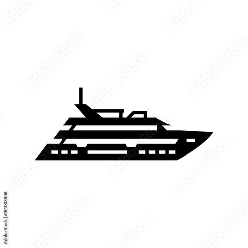 Yacht glyph icon. luxury ship solid illustration.