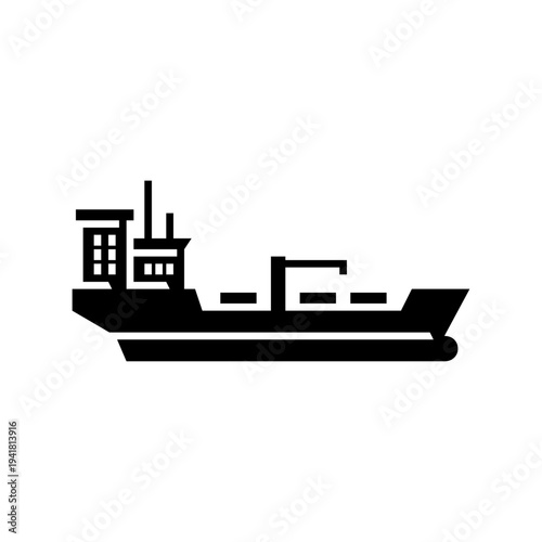 Chemical carrier ship glyph icon. vessel solid illustration.