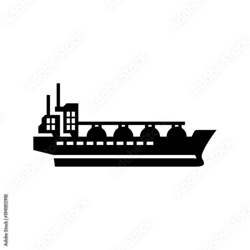 LNG ship glyph icon. tanker ship black solid illustration.