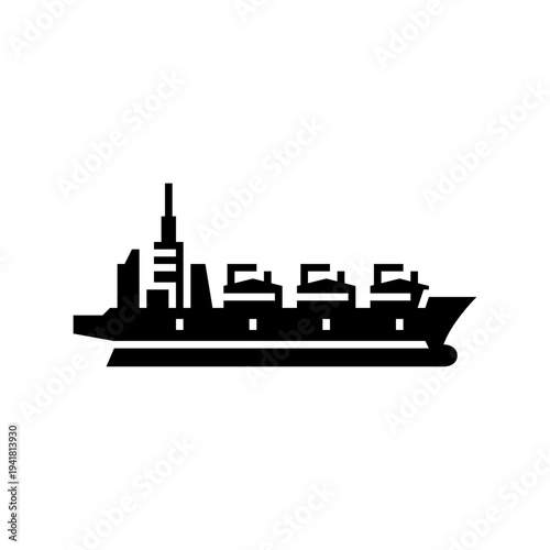 Gas tanker ship glyph icon. tanker ship solid illustration.