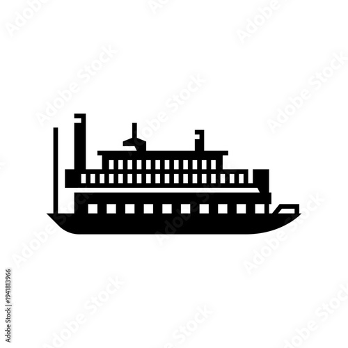 Steam boat glyph icon. Steam boat solid illustration.