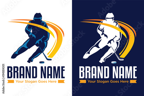 ice Hockey sport illustration vector logo design