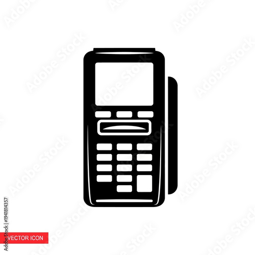 Black and White POS Terminal Icon.