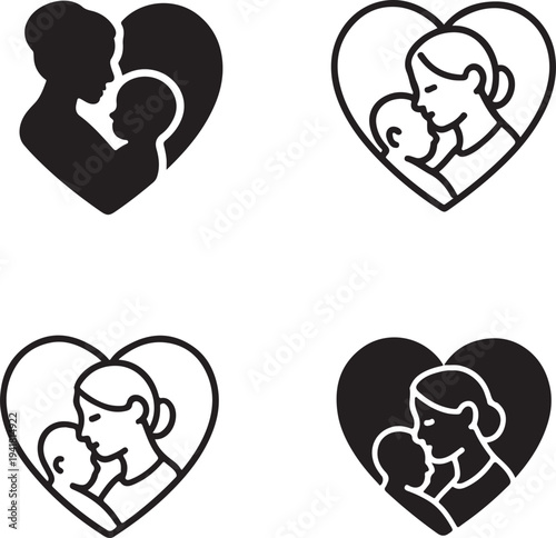 Isolated Mother Love Heart Icon Design Illustration, Mother Love Heart icon, Mother Love Heart vector illustration, maternal affection concept, family love symbol graphic
