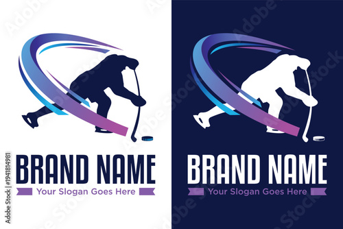 ice Hockey sport illustration vector logo design