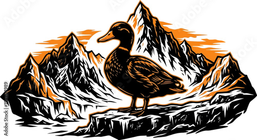 Arctic Mountain Duck Bold Silhouette Vector